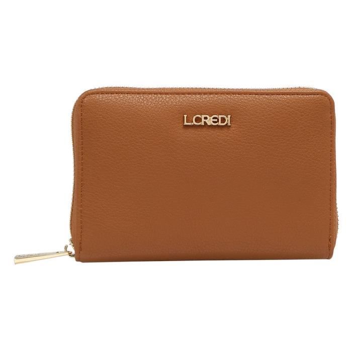 Porte-monnaie L.CREDI Poema Zip Around Wallet Noir - 100% Polyuréthane, Protection RFID, Réf. 1005642 200
