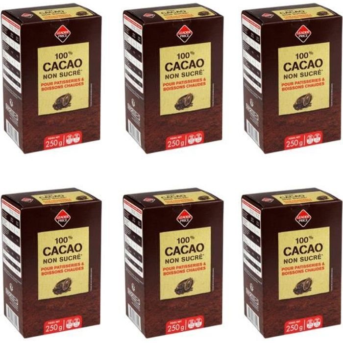 Lot de 6] Cacao en poudre non sucré - 250g par paquet - Cdiscount Au  quotidien