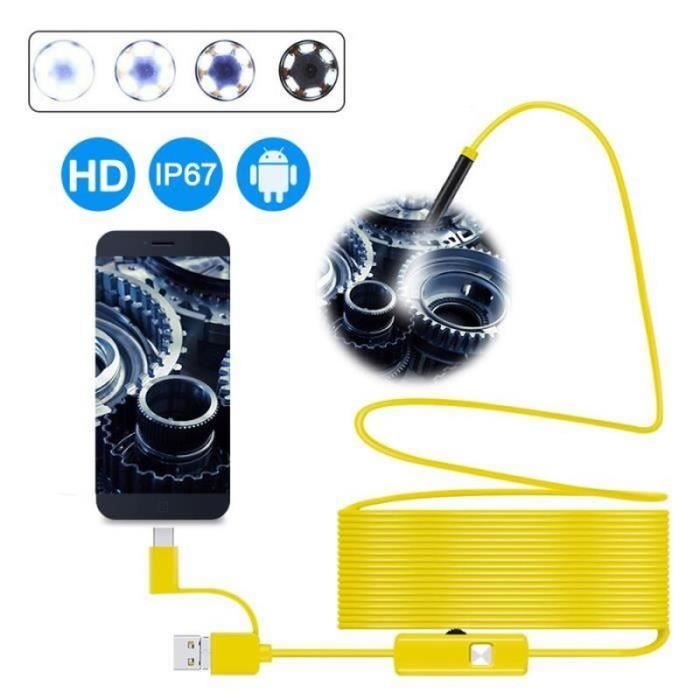 7mm lentille 3 en 1 Endoscope HD 720P USB OTG serpent Endoscope étanche