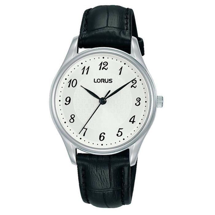 Bracelet cuir tissu femme LORUS Montre Lorus femme classique cuir noir cadran blanc Couleur de la mati re Blanc