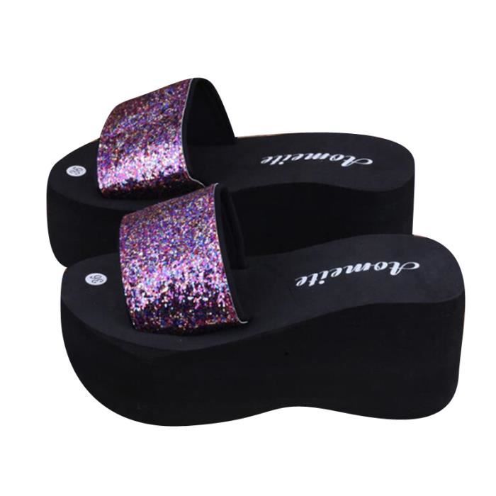 Sandales Femme de Marque De Luxe Talons hauts Classique Durable Respirant  Sandale chaussure mules a talon Haut qualité Pantoufle Violet - Cdiscount