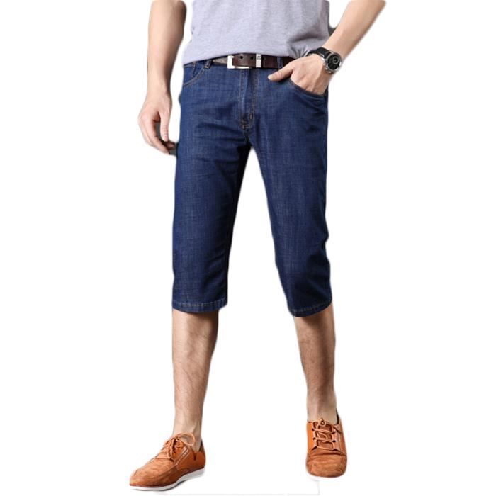 Pantacourt Homme en jean Casual skinny stretch Type Mince coton