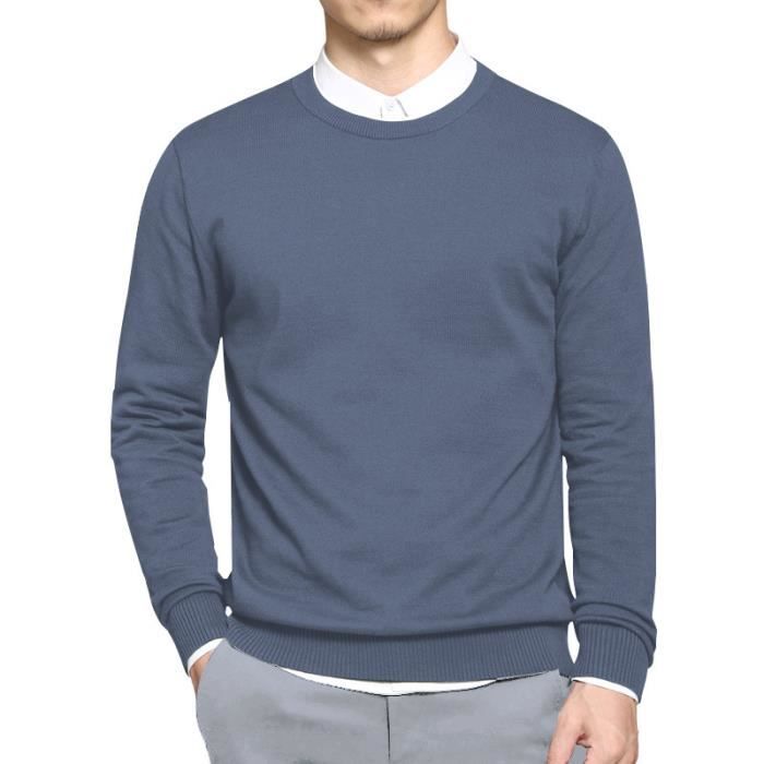 Pull en coton col rond pour homme tricot solide grande taille Type Simple 5XL printemps 2019 Light Blue