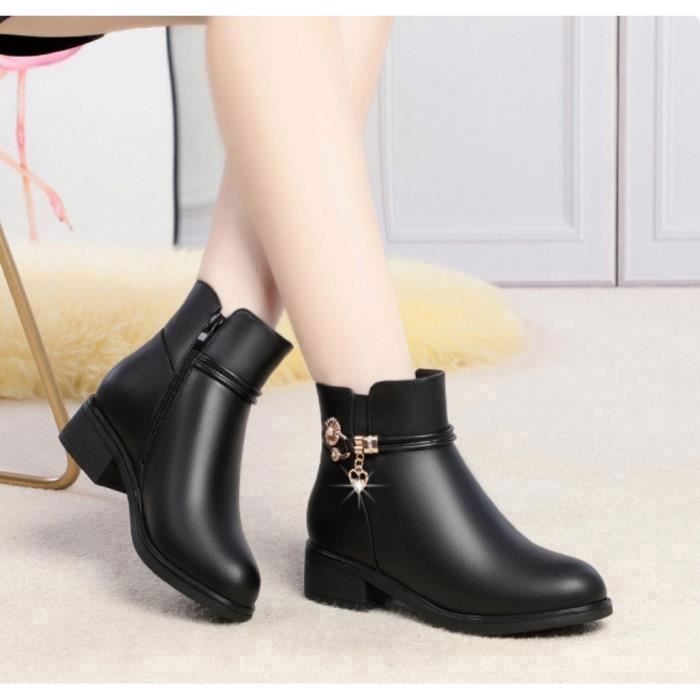 Bottines Pour Femmes 2019 Talon Carr En Cuir Pour 42 OFF