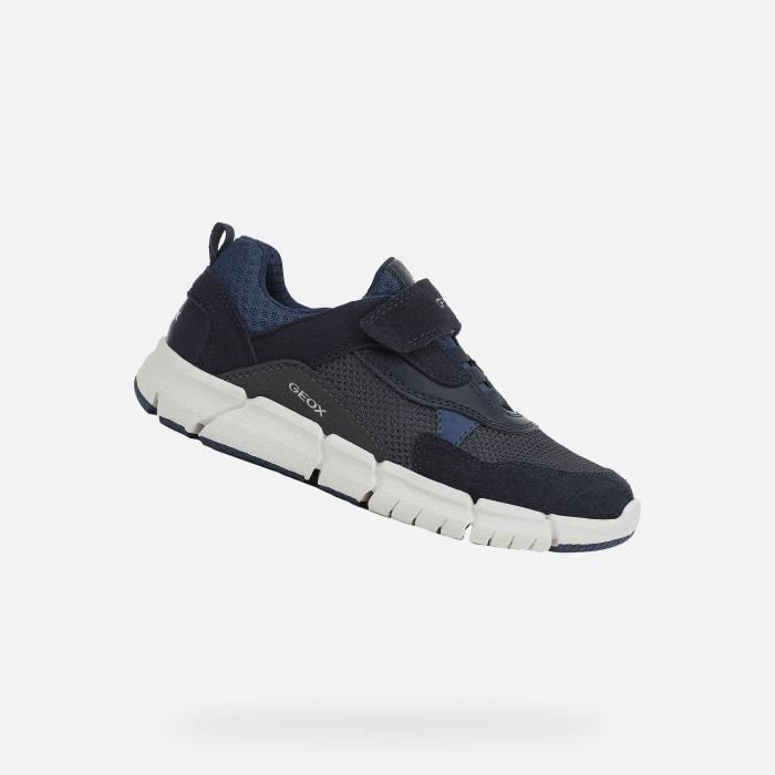 Baskets basses Geox J FLEXYPER Garcon Cuir Navy avio Scratch Plat Navy avio Cdiscount Chaussures