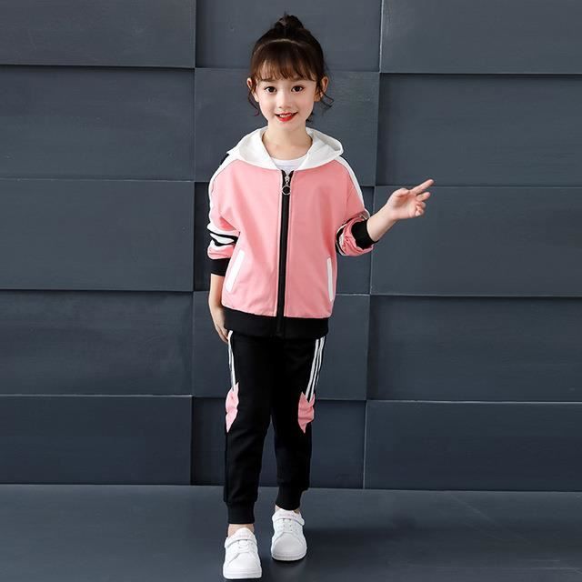 Ekb Enfants Filles Sport Costume 2019 Nouveau Automne Enfants a Capuche a Manches Longues Veste Pantalon Deux Pieces Decontrac Beige 2 Cdiscount Pret a Porter