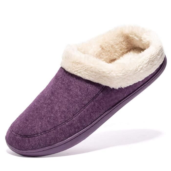 Chausson Femme Microfibre Doux - Semelle Caoutchouc Antidérapante - Lavable Et Séchage Rapide - Idéal Maison & Extérieur - 8