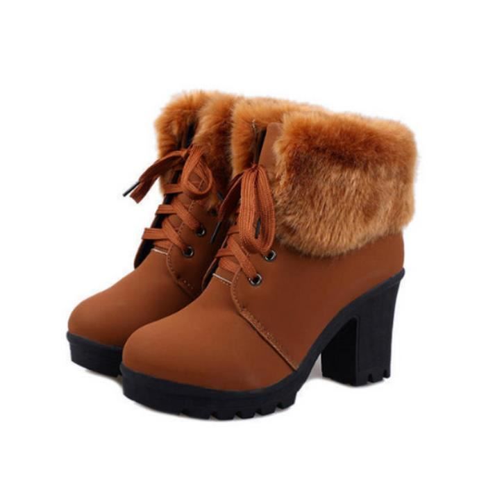 Bottes Rockport Courtlyn - Cuir Daim Marron, Fourrure, Talon Haut, Neuves Avec Boîte
