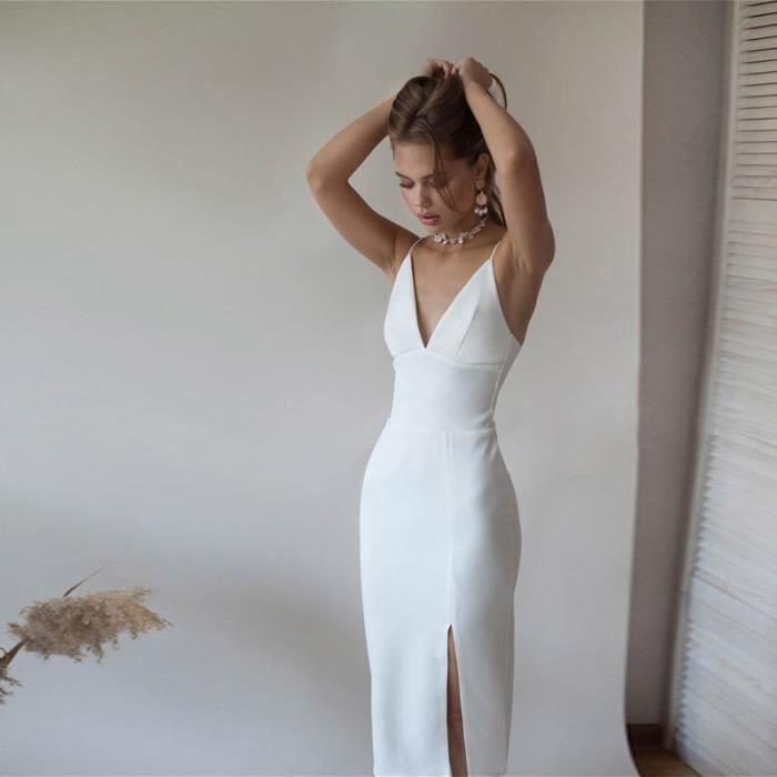 Robe Femme de soiree blanche FR19GVM White Cdiscount Pret a Porter