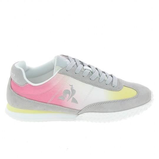 Sneaker Femme LE COQ SPORTIF VELOCE Blanc Rose Jaune Blanc Cdiscount Chaussures