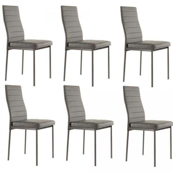 chaises de salle à manger - moloo - anna - lot de 6 - simili - gris