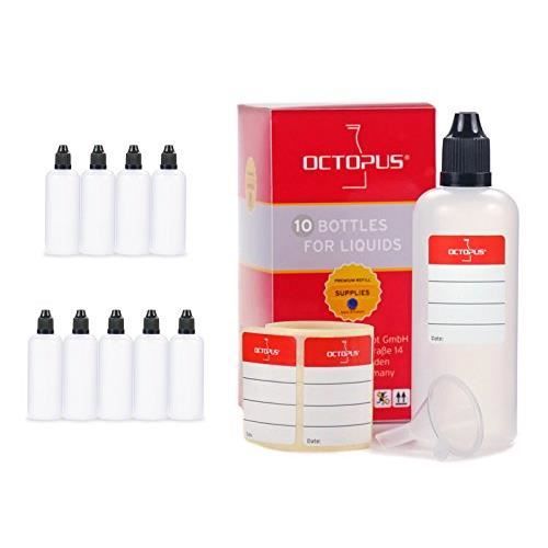 100 ml flacons à liquide avec entonnoir + étiquettes, notamment pour