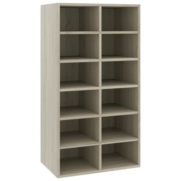 Étagère à chaussures - OMABETA - Chêne sonoma - 54x34x1005 cm - 12 compartiments - Meuble d’entrée