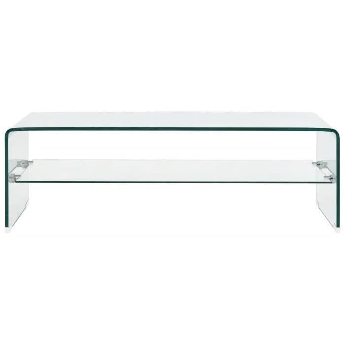Nouveau* Table basse Clair 98 x 45 x 31 cm Verre trempé - 11442