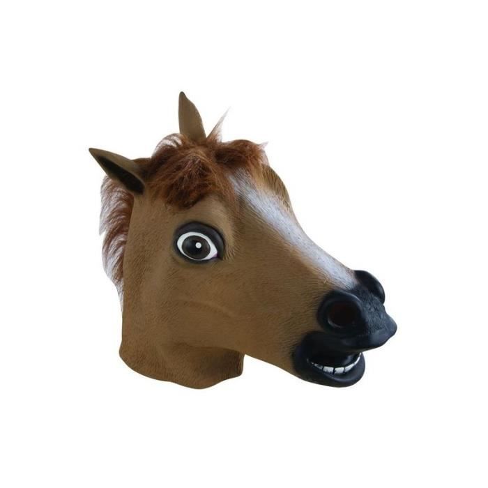 masque intégral de cheval marron adulte - ptit clown - pour carnaval et soirées à thème animal - extérieur