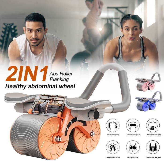 Roue Abdominale avec genouillère-Orange-À rebond automatique pour Entraînement Abdominal-Maison gym bureau