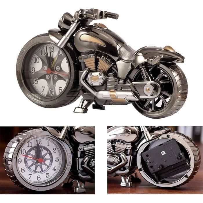 Fdit Réveil Moto Rétro Vintage Simulation - Horloge Enfant Style Moteur (Or 168C)