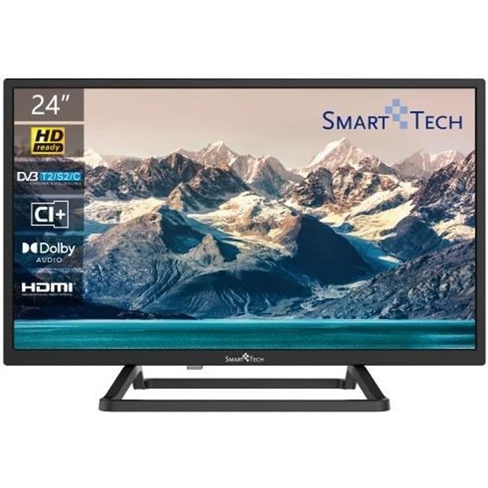 TV LED HD 24 pouces SMARTTECH 24HN10T3 - Triple Tuner DVB-T/T2/C/S2 - Dolby  Audio H.265 HDMI USB - Cdiscount TV Son Photo