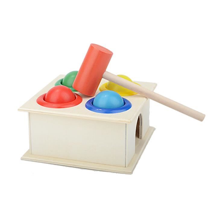 Marteau Jouet En Bois Pour Enfants - Outil Simulation Bricolage - 16,5cm - Rouge