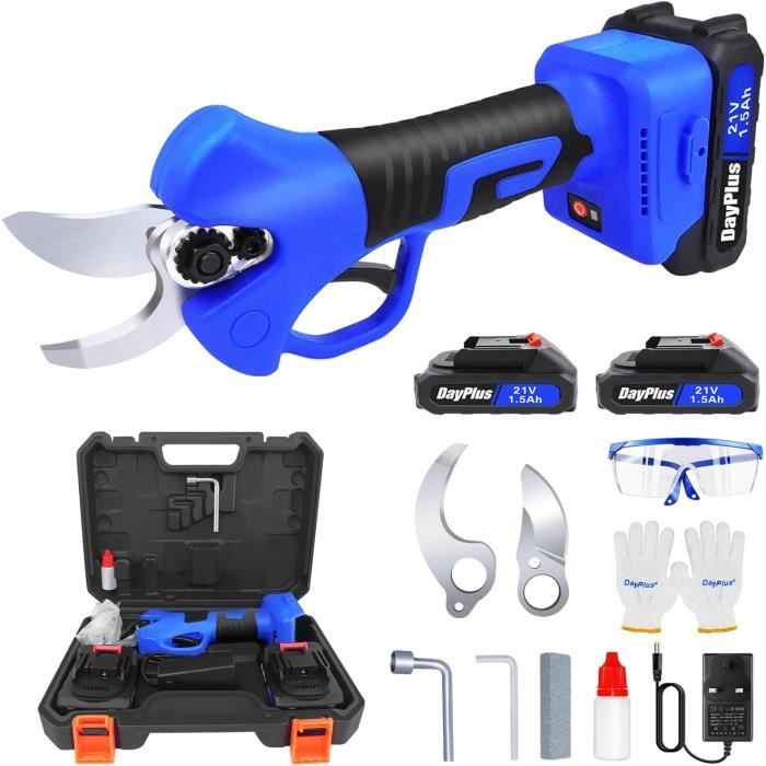 Sécateur Électrique Sans Fil 21V 45 Mm – Pro Avec 2 Batteries 4000mAh, Moteur Sans Balais & LCD Pour Jardin & Verger