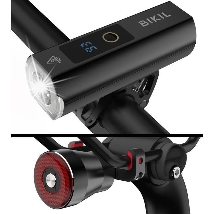 AUTOUTLET Kit éclairage Vélo Avant Et Arrière – Recharge USB-C, 40 Lux, Capteur Frein, IPX5, StVZO, Autonomie 16h, Noir