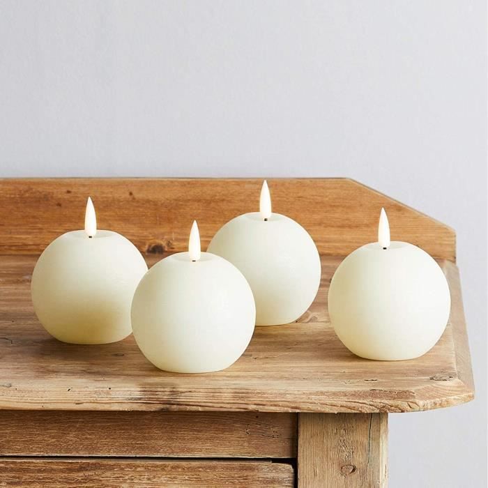 Lot De 4 Bougies Pilier Ivoire - 15 Cm De Haut, 8 Cm De Diamètre, Temps De Combustion 94h