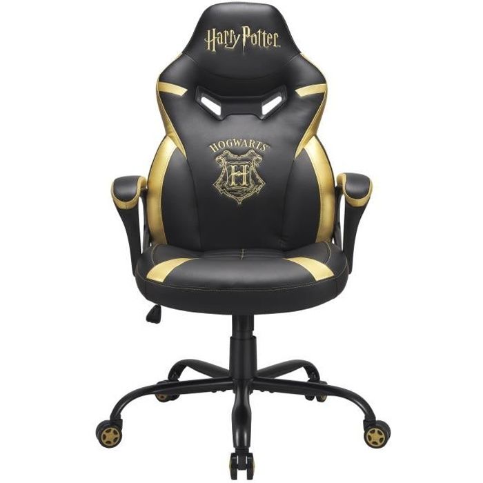 Harry Potter - Siège Gamer Junior - Chaise de Bureau - Fauteuil gaming sous licence officielle Hogwarts Noir et Or