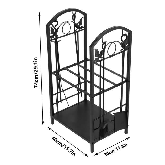Relaxdays Range-bûches Avec Protection, Pour Bûches à Partir De 25 Cm Support En Fer Hxlxp 110 X 322 X 29 Cm Noir 91259208