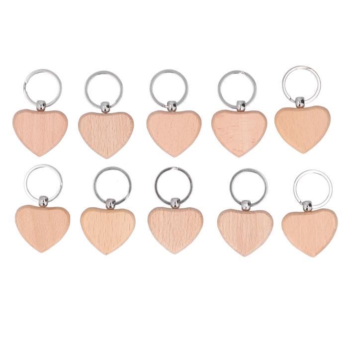 Porte-clés en bois - YOSOO - 10pcs - Personnalisables - Légers - Durables - Bagagerie