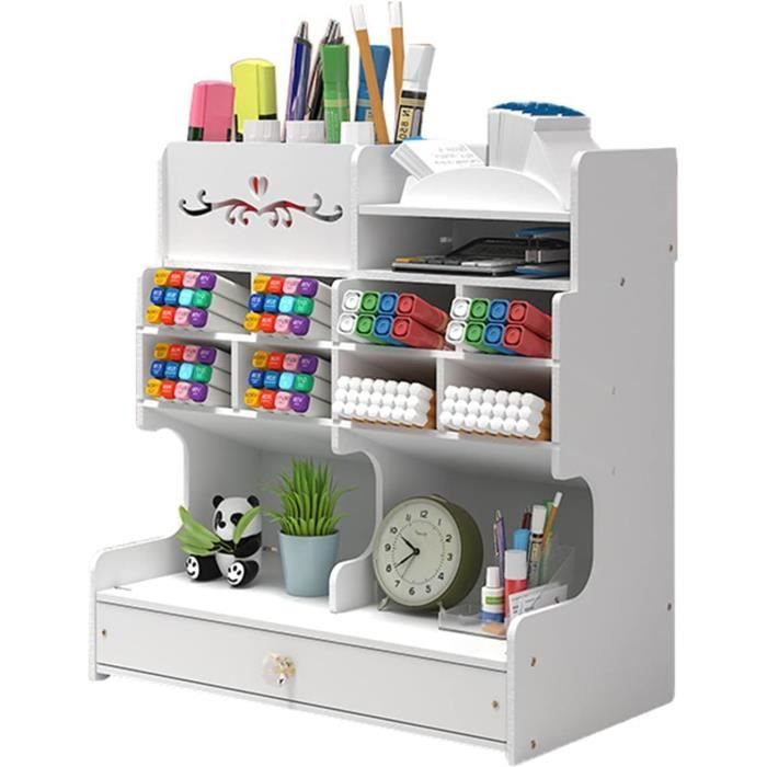Porte-Crayons Rétro En Forme De Livre Avec Tiroir - Organisateur Bureau Vintage En Bois