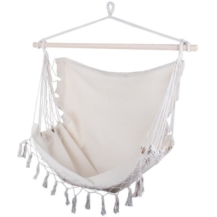 Fauteuil Hamac Suspendu Brésilien RELOAD - Beige écru, Coton, Bohème Chic, Charge 120kg