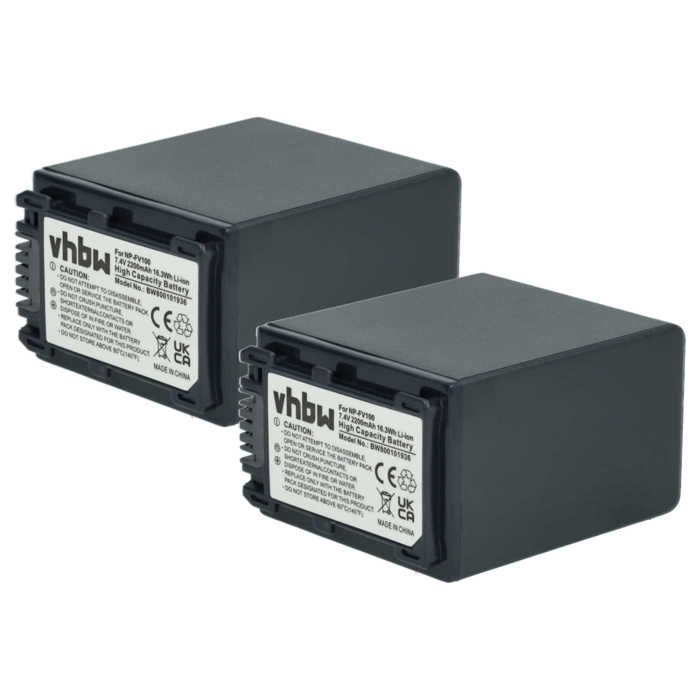 2 Batterie Vhbw Compatibili Sony Serie HDR-CX (NP-FV50/FV70) - 2200mAh 7,2V Li-Ion Con Infochip Per Videocamera