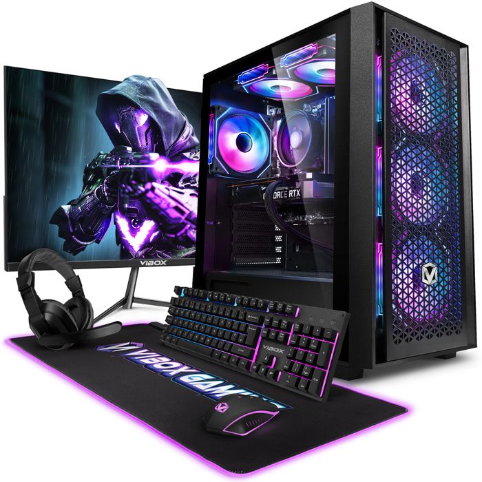 Vibox V-136 PC Gamer Complet • 23 Écran • AMD Ryzen 5 5500 42 GHz • RTX 5060 8 Go • 16 Go RAM • 1 To SSD • Windows 11 • WiFi