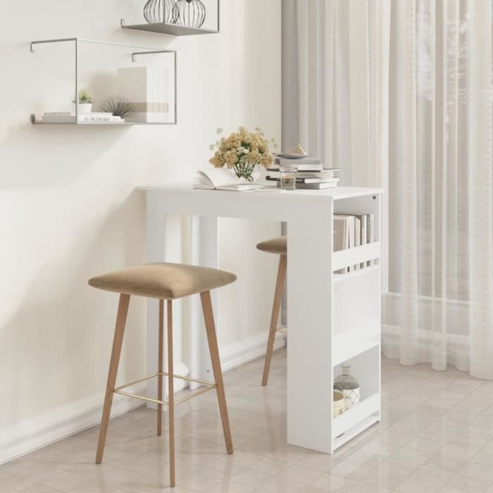 PromoTable de cuisine LMT - Table de bar avec rangement Blanc 102x50x103 5 cm Aggloméré 25 6Kg