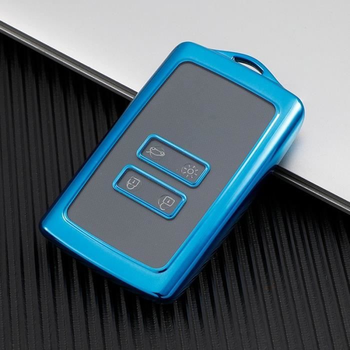 2 Pezzi Portachiavi per Auto compatibile Re/ nau/ lt 4 tasti Smart Key Cover (solo keyless go) Chiavi Auto Silicone Protezione Copri Telecomando per Clio /Espace 5/Master Bus/Talisman(Linea blu