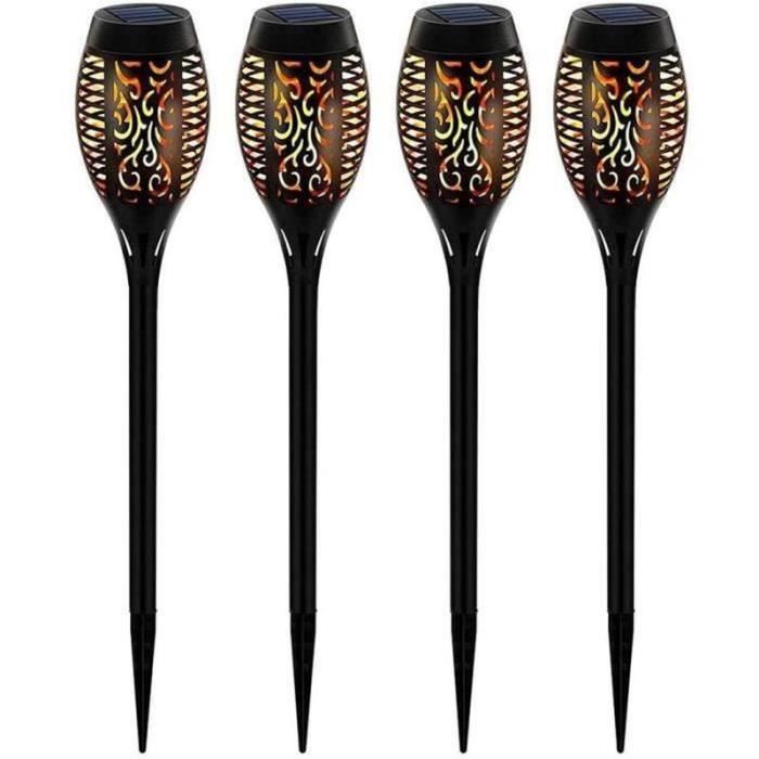 DKaony Lampe torche solaire 4 lumières LED lumière de flamme solaire ...