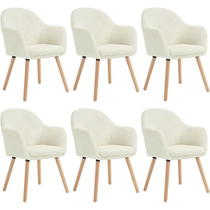 WOLTU Chaise de Salle à Manger Lot de 6 Chaise de Cuisine Ergonomique en Velours Côtelé Pieds en Bois Massif Beige W0ATT0207-6 WOLTU Chaise de Salle à Manger Lot de 6 Chaise de Cuisine Ergonomique en Velours Côtelé Pieds en Bois Massif Beige W0ATT0207-6