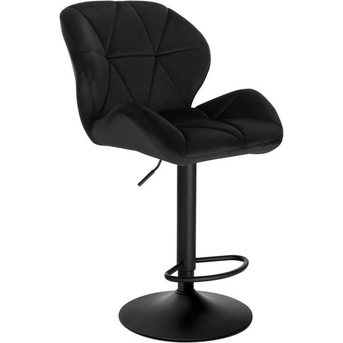 4 Tabourets De Bar Réglables WOLTU - Velours Gris - Hauteur 61-82cm - Pivotant 360°