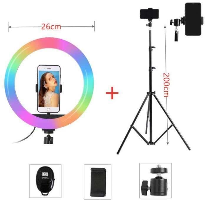 Anneau Lumineux LED WE Avec Support Téléphone & Clip – 3 Couleurs, 10 Intensités, Bras Flexibles – Parfait Selfies & Vidéos