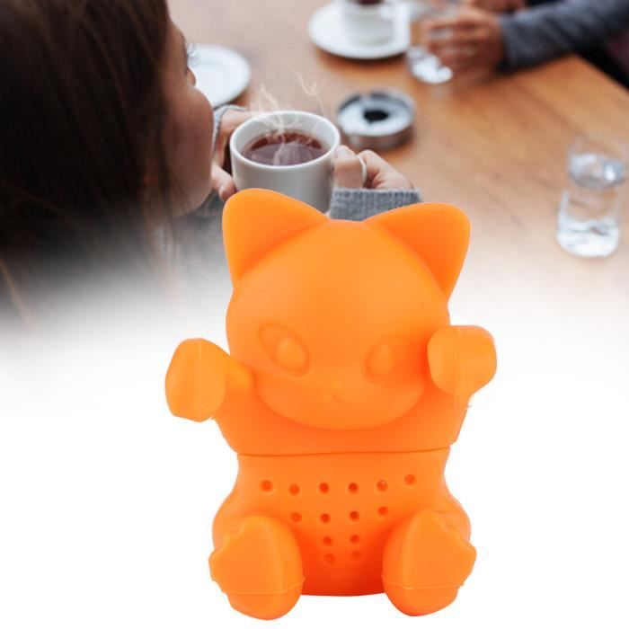 Infuseur à Thé En Forme De Chat - 2 Pièces En Silicone - Gris Et Noir