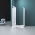 Mai & Mai Cabine de douche en angle 70x100 une porte paroi de douche verre opaque avec revêtement easy clean Rav04S-1