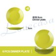 Assiette Plate en Porcelaine, 6 Pièces, 26 cm, Jaune-vert, Assiette Couleur Pure - LOVECASA, Série Sweet-1