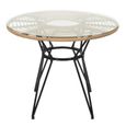 Table De Jardin Ronde Surabaya 90cm Noir - Paris Prix - Métal & Verre Trempé - Moderne & Design-1