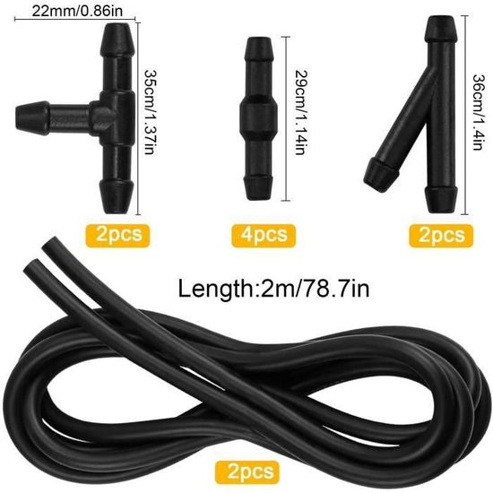 Kit Tuyau Lave-Glace 5 M + 15 Raccords (I, T, Y) – Durite Universelle 7 Mm Pour Voiture, Camion, SUV