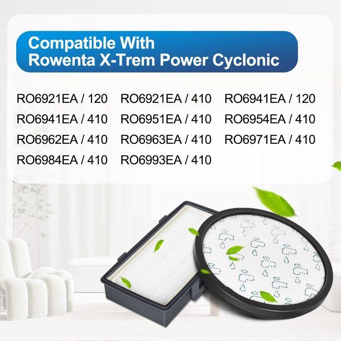 vhbw 2x filtro compatibile con Rowenta Artec 2 RO4221FB/410, RO4221FB/411, RO422311/410, RO423211/410 aspirapolvere - Filtro in spugna