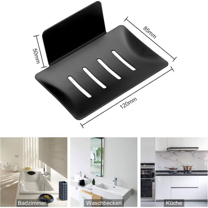 ZSMJAER Lot De 2 Porte-Savon Muraux Sans Perçage – Support Savon Gris Aluminium Anti-Rouille Avec Drainage Rapide Porte Savon Douche