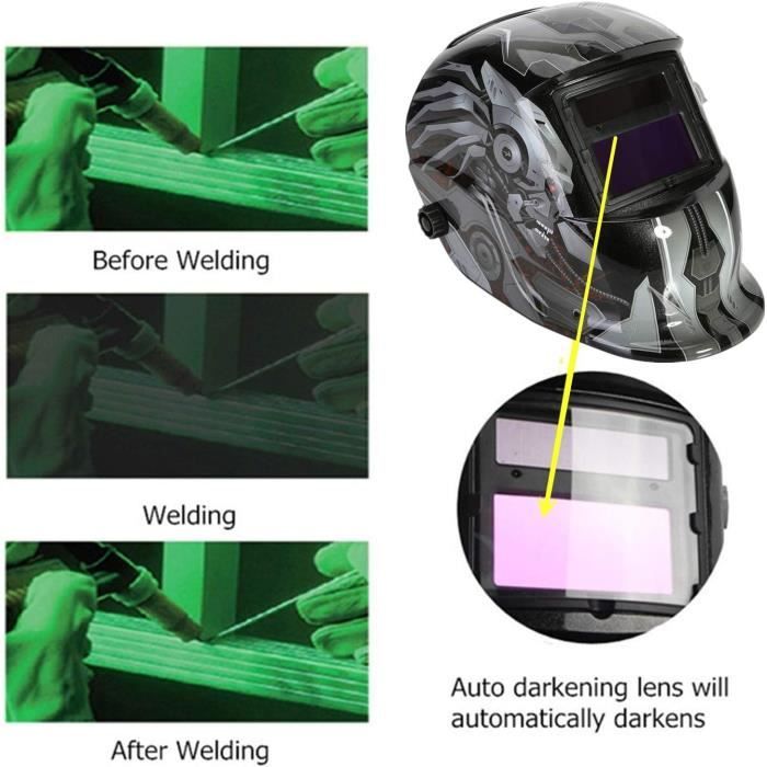 Hemobllo Casque De Soudage En Matériau Haute Résistance, Auto-obscurcissant, Rechargeable, Confortable, Masque De Soudage Pour Soudage à L'arc, Couleur Aléatoire