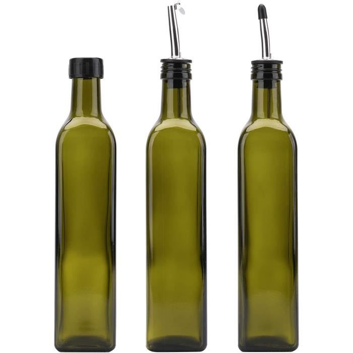 Bouteille en verre pour huile d'olive Sans plomb 500ml Lot de 4pour BBQ  Cuisine Salade Etanche et Lavable au LaveVaisselle [73] - Cdiscount Maison