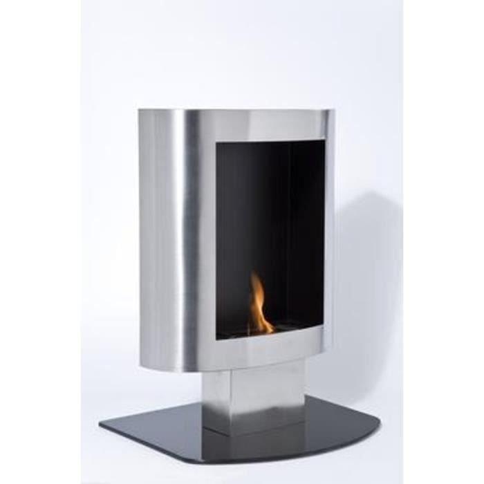 Cheminée Décorative Bioéthanol Sans Conduit - Finition Ardoise, Dimensions 78x68x67 Cm, Flamme Ajustable