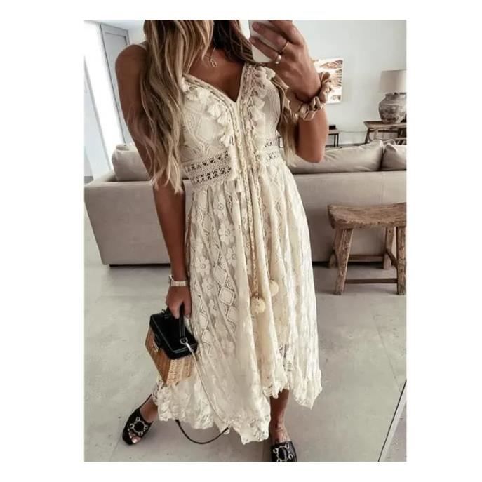 Robe Boheme Chic Robe Longue Femme l gant Robe Brod e Blanche